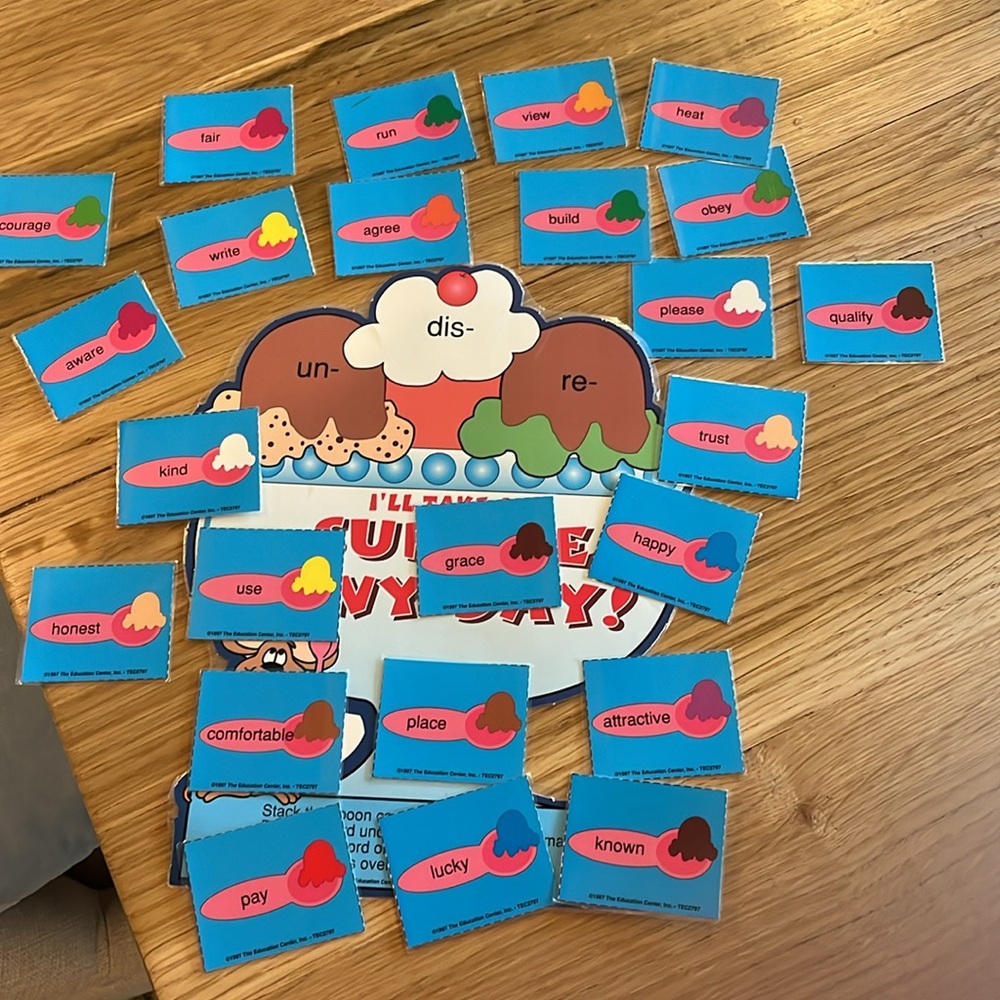 Elementary Middle School Age Colorful Sundae Educational Card Game